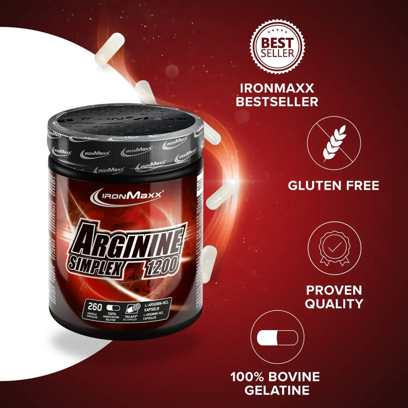 IronMaxx Arginin Simplex - 300 caps – Bild 3