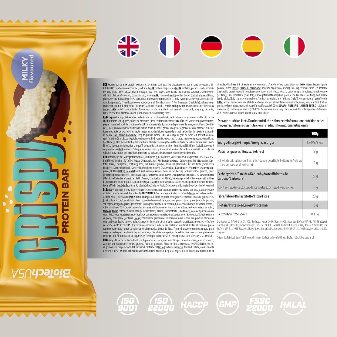 BioTech Crispy Protein Bar 16x40g – Bild 8