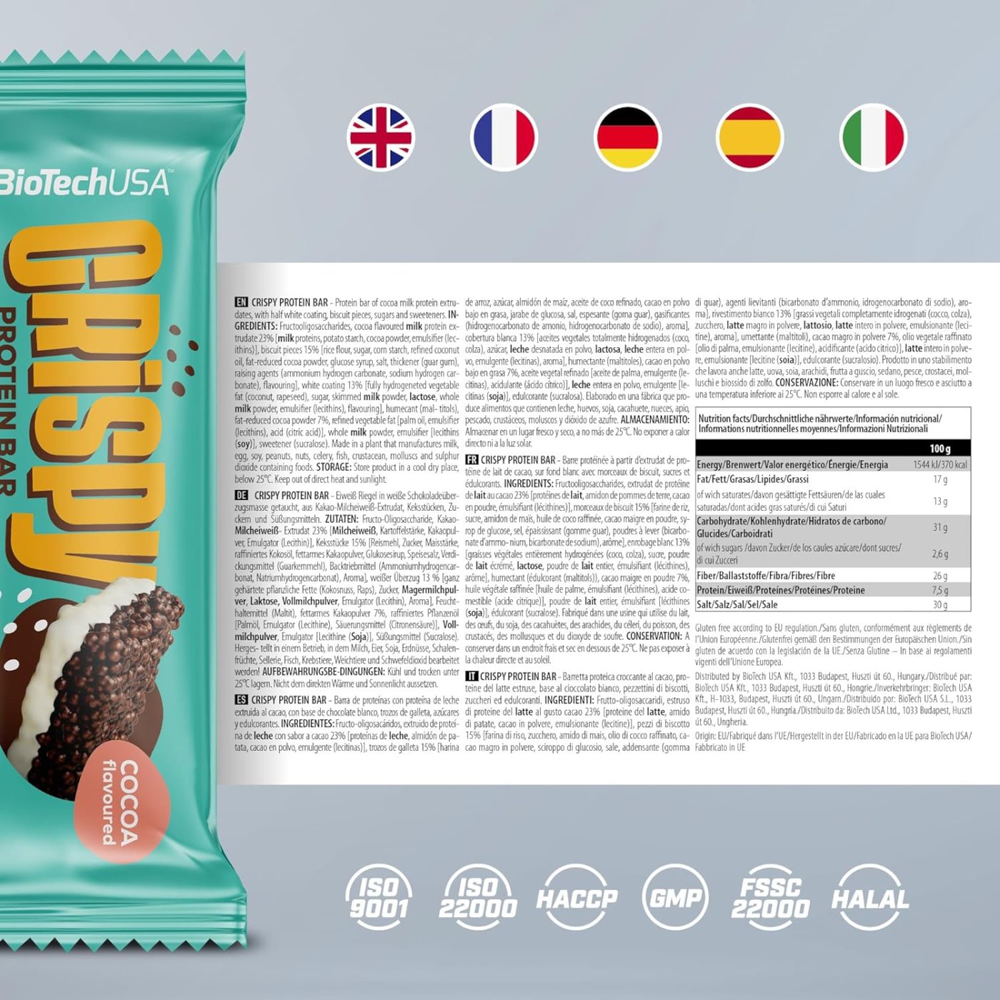 BioTech Crispy Protein Bar 16x40g – Bild 4